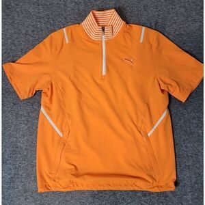 Puma Golf Orange Kinetic Jacket Mens Size M Short Sleeve Storm Cell UT Vols